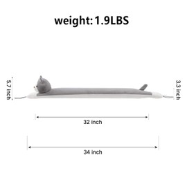 Sunolga 32 Inches Weighted Door Draft Stopper Under Door Noise Air Stopper, Gray Cat Shape Sound Proof Draft Guard for Doors and Windows