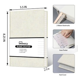 Annecy Lined Journal Notebook, Hardcover Numbered College Ruled Journal, Medium 5.5x 8.25, 160 Pages 100GSM Writing Paper, Beige