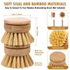 Lyaciomn 6Pcs Bamboo Dish Brush Head Natural Washing Brush Head
