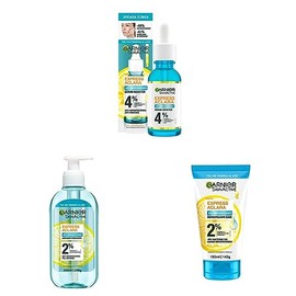 Garnier Express Aclara Serum Anti Acne 30 ml  ara Gel de Limpieza Anti Acne 200ml  ara Exfoliante Anti Acne 150 ml                                    