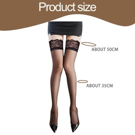 Syylqyr 4 Pairs Black Stockings Sheer Floral Hold Up Stockings for Women, Over-Knee Thigh-High Stretchy Stocks, Elegant and Comfortable for Party, Wedding, Daily Wear