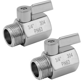 Fitvell Stainless Steel Garden Hose Shut Off Valve 3/4" GHT Male x Female Thread Garden Hose Connector (pack of 2)