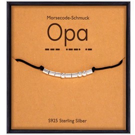 Suyi Father's Day Gifts for Dad Grandpa Morse Code Bracelet for Men Him Sterling Silver Beads Bracelet, Sterling Silver