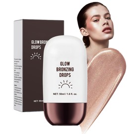Glowing Liquid Bronzer - Bronzing Drops - Tan Face Drops -Liquid Bronzing Drop for Body - Tan Luxe Face Tanning Drop for Contour Makeup & Natural Glow - Luxe Champagne Shimmer 01