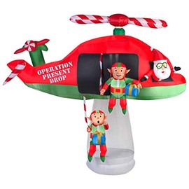 Gemmy Awesome Shopper 8 Ft Tall Christmas Santa Helicopter ELF Animated AIRBLOWN Inflatable Yard Decor