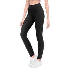 Gnainach Girls' Activewear Leggings Size 5-6 Years Old Solid Black High Waist Compression Pants Stretchy Breathable for Child Dance