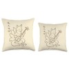 Kitsune Shamisen Minimalist Harajuku Japanese Fox Throw Pillow