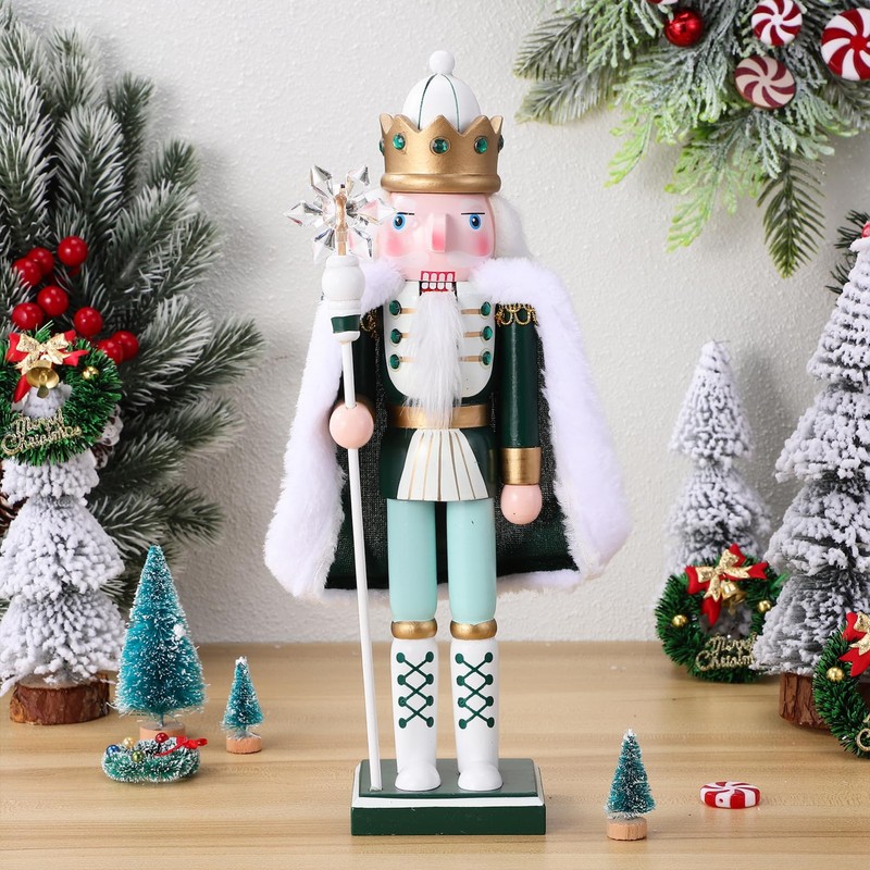 Healeved Large King Nutcracker Christmas Decor Figure 30cm Wooden King