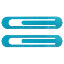 sourcing map 2pcs Straight Ruler 13cm Metric Bookmark Clip Ruler Metal Aluminum Alloy Scale on Both Sides Measuring Scale Tool for Measure Study Reading Classroom Office, Blue