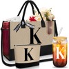 Aliceset Initial Gifts for Women Jute Tote Bag Teacher Gifts