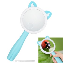 Magnifying Glass Kids Magnifier Handheld Magnifier with 5x & 10x Lens Anti-Shock Magnifying Glass Portable Magnifying Glass Cute Cat Cartoon Picture Magnifier Handheld Magnifying Glass Stylish Great
