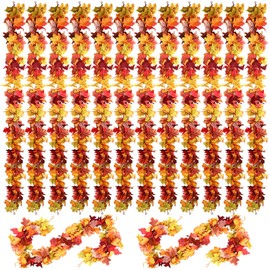 Solsew 12 Pcs Fall Maple Leaves Garland Total 69 ft Artificial Maple Leaf Autumn Garland Hanging Vine Table Decorations for Thanksgiving Decor Home Wedding Fireplace Party Indoor Outdoor