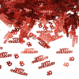 40th Anniversary Confetti 40 Wedding Anniversary Decorations Foil Metallic Glitz Table Scatter Sprinkles Happy Anniversary Red Table Confetti Birthday Anniversary Party Table Party Decorations