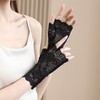 Women's Adjustable Strap Wrist Support & Dance Gloves: Smartphone Compatible, Lace, Half-Finger, Plain Styles Size + Red 15ea