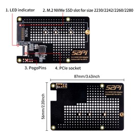 GeeekPi N07 M.2 PCIe to NVMe Bottom SSD Pip PCIe Peripheral Board for Raspberry Pi 5, Support M.2 Key-M NVMe SSD 2230/2242/2260/2280 (SSD and Pi5 Board Are Not Included)