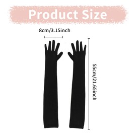Gloves long, nylon gloves, black long gloves for women, for wedding, dance, wedding party and costume evening party, mesh gloves, black glove costume, mesh gloves, nylon opera gloves, Black