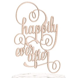 NANASUKO Wedding Cake Topper - happily ever after - Double Sided Rose Gold Glitter - Premium quality Made in USA