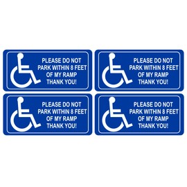 GamesMonkey® - Disabled Stickers Kit - Handicap accessible Wheelchair - for Indoor and Outdoor Use - Car Van Truck Lorry Camper (4-Piece kit - Blue Rectangle Park - v7)