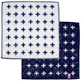 Nishio IBT-303-01-2P Imabari Towel Certified Hand Towel, Set of 2, Made in Japan, 100% Cotton, 7.9 inches (20 cm), Double-Sided Pile, Water Absorbent, Cross Pattern, Imabari Mini Towel Handkerchief
