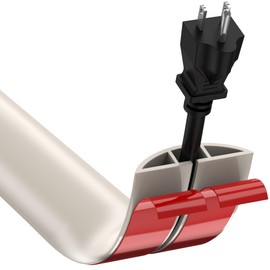 CrocSee 6ft Self-Adhesive Floor Cord Cover for Wires, Low Profile Cord Hider Cable Management, Trimmable PVC Cord Protector - Cord Cavity = 0.47" (W) x 0.29" (H) - Beige