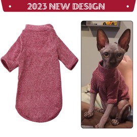 DENTRUN Sphynx Hairless Cats Shirt, Pullover Kitten T-Shirts with Sleeves, Breathable Cat Wear Turtleneck Sweater, Adorable Hairless Cat's Clothes Vest Pajamas Jumpsuit for All Season