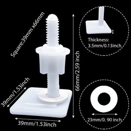 Tornillos de repuesto para asiento de inodoro, tornillos de bisagra de plástico con tuercas y arandelas de plástico, kit de piezas para fijar el asiento superior del inodoro, color blanco (2 pares n.º 7)