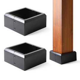 Uphode 6"x6" (Actual: 5.5"x5.5") Deck Post Base Cover Split, Aluminum Post Base Trim Skirt Decorative Black 2Pack
