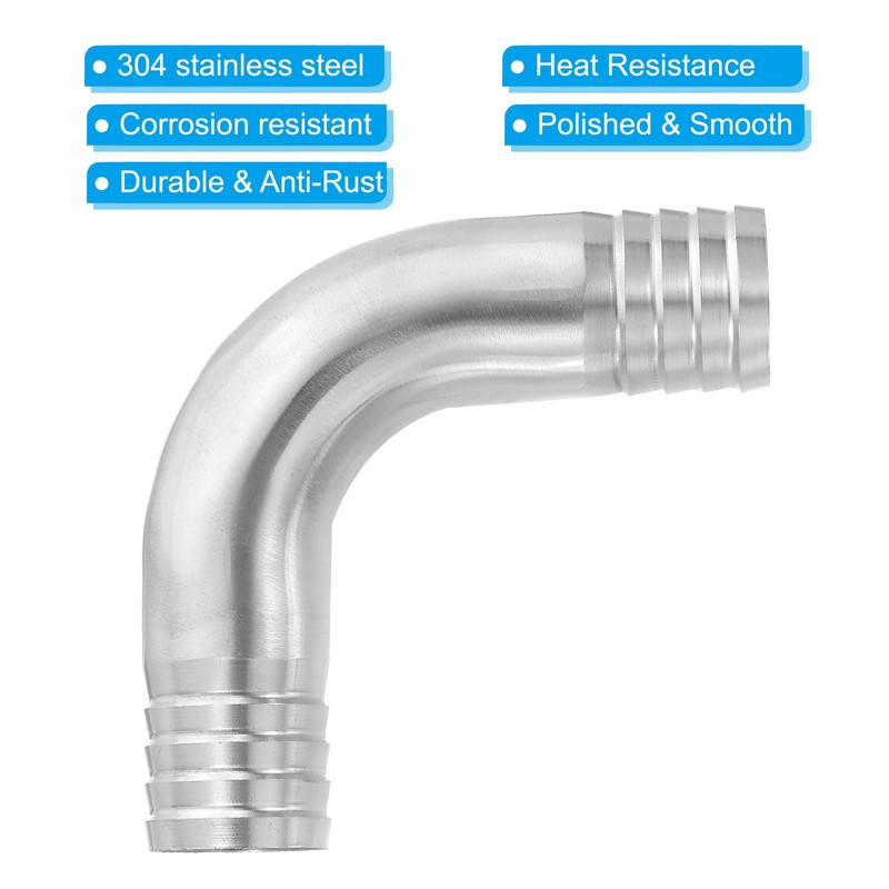 PATIKIL 90 Degree Elbow Hose Barb Fitting, 1 Inch, Stainless