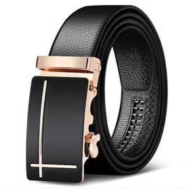 TBSCWYF Men’s Leather Belt, Mens Belt Automatic Buckle Leather Ratchet Belt Adjustable Casual Dress Belt 3.5cm * 120cm (Gift Box Include) Jeans Suits Work Gift