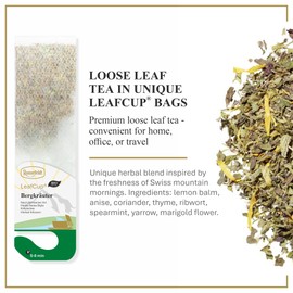 Ronnefeldt LeafCup Bergkräuter – Swiss-Style Herbal Tea with Lemon Balm, Anise & Thyme – 15 Individually Wrapped Loose Leaf Tea Bags