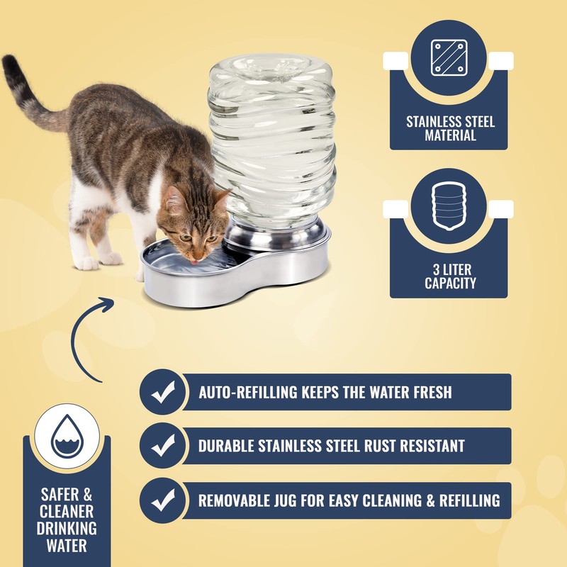 Bundaloo Dog Water Bowl Dispenser - Automatic Slow Refilling System