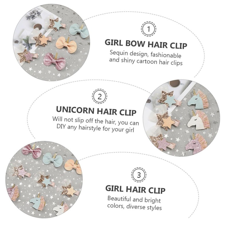 Baluue 9pcs Creative Hair Accessories Girl Party Headdress Glitter Clips