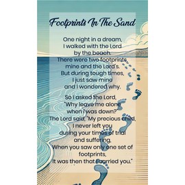 Footprints In The Sand Card - Inspirational Footprints In The Sand Poem Cards To Keep in Wallet, Book, Journal - Footprints Card Set of 25 Devotional Cards