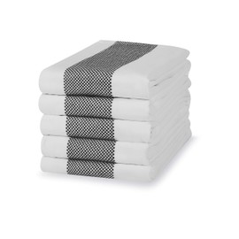 100% Cotton Tea Towel - Black Mini Chequered Pattern, Pack of 5 | Kitchen Towel Set | Absorbent, Strong, Quick Dry & Machine Washable | for Home Decor & Bathroom Accessories