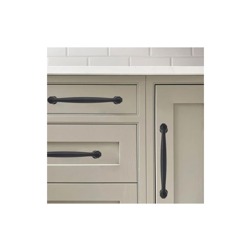 khtumeware 2 Pack 5 Inch(128mm) Matte Black Cabinet Pulls, Black