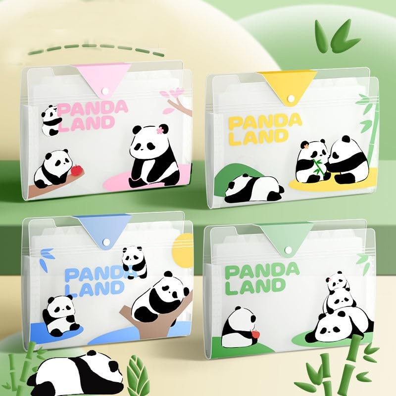 Cute Accordion File with 8 Pocket,Panda Animal Expanding File Folder