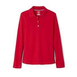 French Toast Girls' Toddler Uniform Long Sleeve Polo with Picot Collar (Standard & Plus), Red, 4T