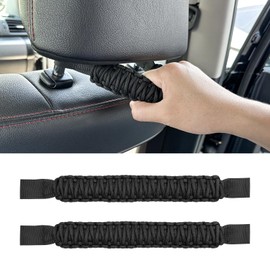 Qyebbk 2Pcs Headrest Grab Handles for 2010-2024 Toyota 4Runner Accessories Seat Back Grip Handles Kit Heavy Duty Nylon Seatback Paracord Handle for 4 Runner SUV Interior Accessories Black