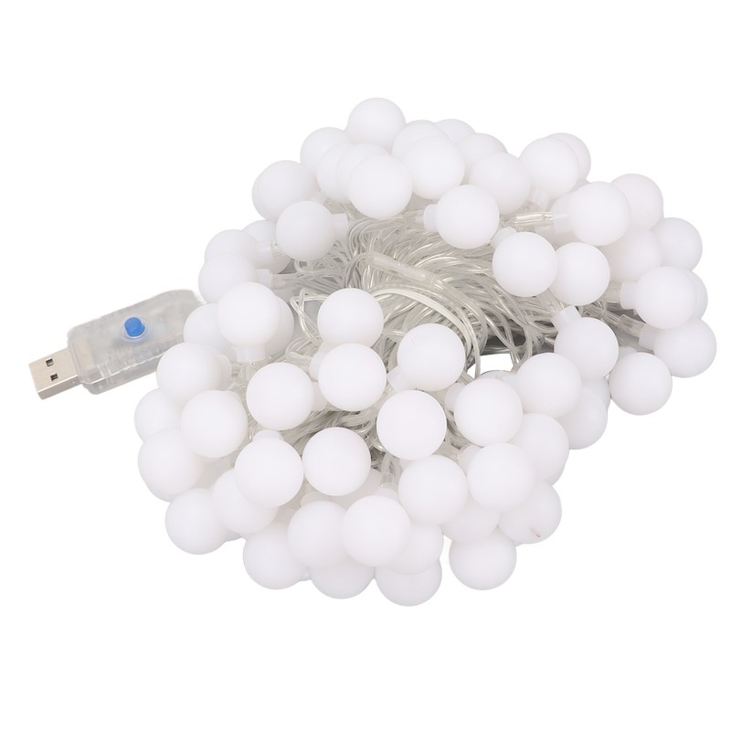 LED Ball String Lights USB Interface 8 Light Modes Warm