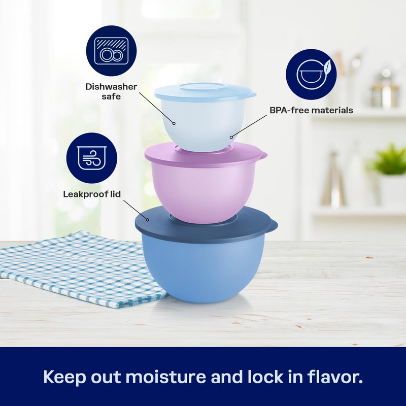 Tupperware Impressions Classic 3 Piece Food Storage Bowl Set in