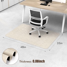 Blvornl Office Chair Mat for Hardwood Floor, 35" x 48" Desk Chair Mat for Hard Wood and Tile Floor, Large Anti-Slip Hard Floor Protector Rolling Chair Mat, PVC Mat Desk Rug for Office, Light Brown