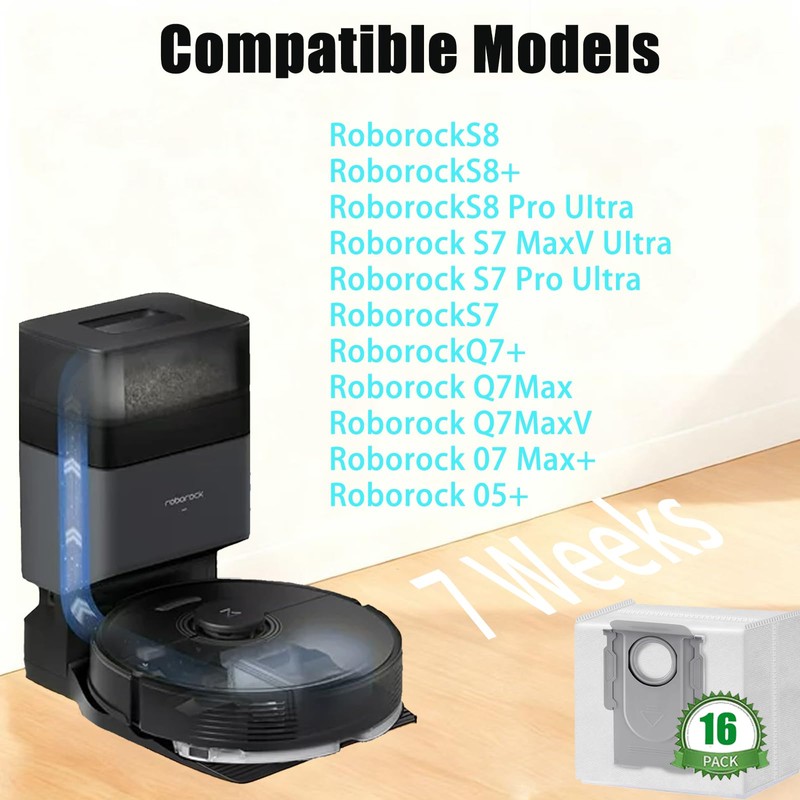 16 pack Disposable Dust Bag for roborock Q5 Q5+ Q7