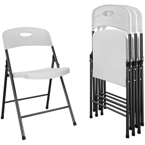 COSCO Solid Resin Folding Chair, 4-Pack, White