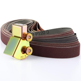 Feekoon Assorted 12 Pack of 1x30 Sanding Belts, with Adjustable Knife Sharpening Angle Guide for 1 x 30 Belt Sander, Knife Sharpening Jig Angles from 10 to 45