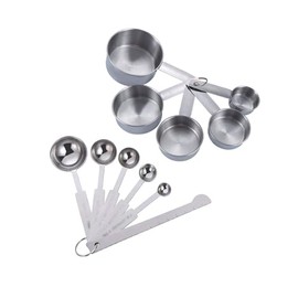 Changyeah 5 Measuring Cups and 6 Measuring Spoon Set,Stainless Steel Heavy Duty Ergonomic Handle with Ring Connector,Suitable for Baking, Dry and Liquid Ingredients