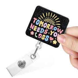 Juoqg Tomorrow Needs You 988 Cute Badge Reel with Alligator Clip, Funny Sparkly Suicide Prevention Awareness Badge Holder for Mental Health Oncology Nurse Psych Nurse Psychologist Speech Therapy