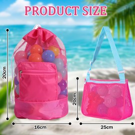 EDLMKM 2 Pcs Large Mesh Beach Bag for Toys Sand Away, MMesh Swimming Bag, Drawstring Sand Toy Bags for Swimming Beachs Pool, Beach Toys Bagg, BBeach Backpack, Swim Mesh Bagg, Foldable Backpack