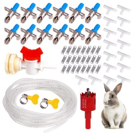 Rabbit Nipple Drinker Kit Automatic Rabbit Watering System Kit Include 12 Rabbit Drinking Nipple, 23ft Hose, Hole Opener, Barb Valve Fitting to G1/2'' Connector (Blue, 12Pcs)