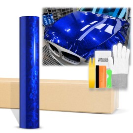 20"x60" (1.6FTx5FT) Gloss Blue 24K Chopped Forged Carbon Fiber Textured Vinyl Wrap Auto Car Sticker Decal Sticker Film Sheet Bubble Free Air Release Technology with Tool Kit