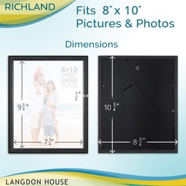 Langdon House 8x10 Picture Frames Set (Black, 6 Pack) Distinguished Edging for Classic Style, Richland Collection